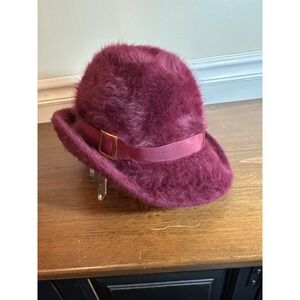 Kangol Design Burgundy Angora Fur Cloche Hat Made in England